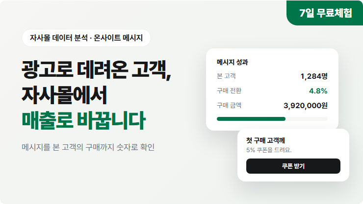 방치된 자사몰 - 광고로 데려온 고객, 자사몰에서 매출로 바꿉니다