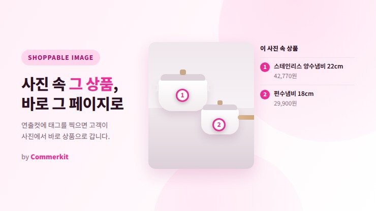 사진 속 상품으로 바로 연결 - 커머킷 이미지 상품태그