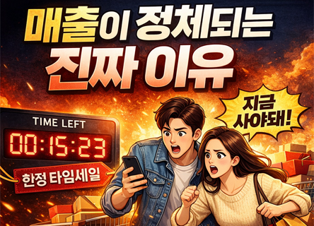 매출이 정체된 쇼핑몰에게 타임세일을 제안합니다.