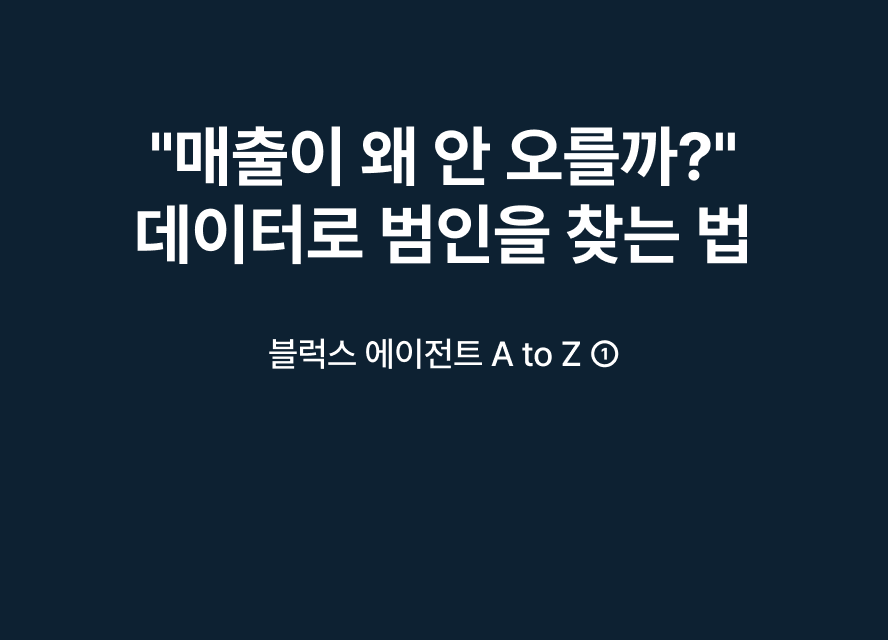 "매출이 왜 안 오를까?" 데이터로 범인을 찾는 법 — 블럭스 에이전트 A to Z ①