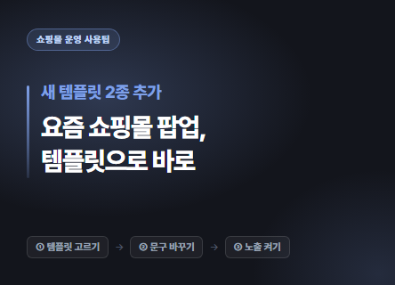 요즘 쇼핑몰 팝업, 템플릿으로 바로 설정해보자.